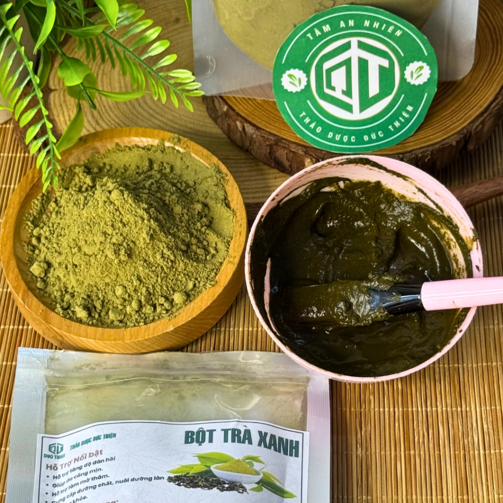 Bột Trà Xanh Nguyên Chất Đức Thiện (Mịn, Sạch, Thơm) - Ngăn Ngừa Mun, Dưỡng Da Trắng Mịn