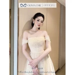 Váy Dự Tiệc Cao Cấp OLIVIA.CHIC Chất Ren Phối Lưới,Đầm Maxi Trễ Vai Thắt Eo Chân Váy Nhiều Tầng Xòe Bồng Nữ Tính T170-SX — ảnh 5