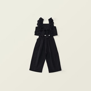 Set Bộ Bé Gái Áo Croptop Dây Rút Phối Ren Và Quần Ống Rộng Thoáng Mát Mùa Hè