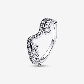 Nhẫn Bạc Pandora Timeless Gợn Sóng Đính Đá