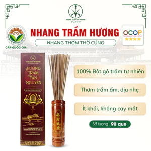 Hộp 90 que hương trầm Tân Nguyên, dài 23cm, trầm hương thiên nhiên, thơm tinh khiết