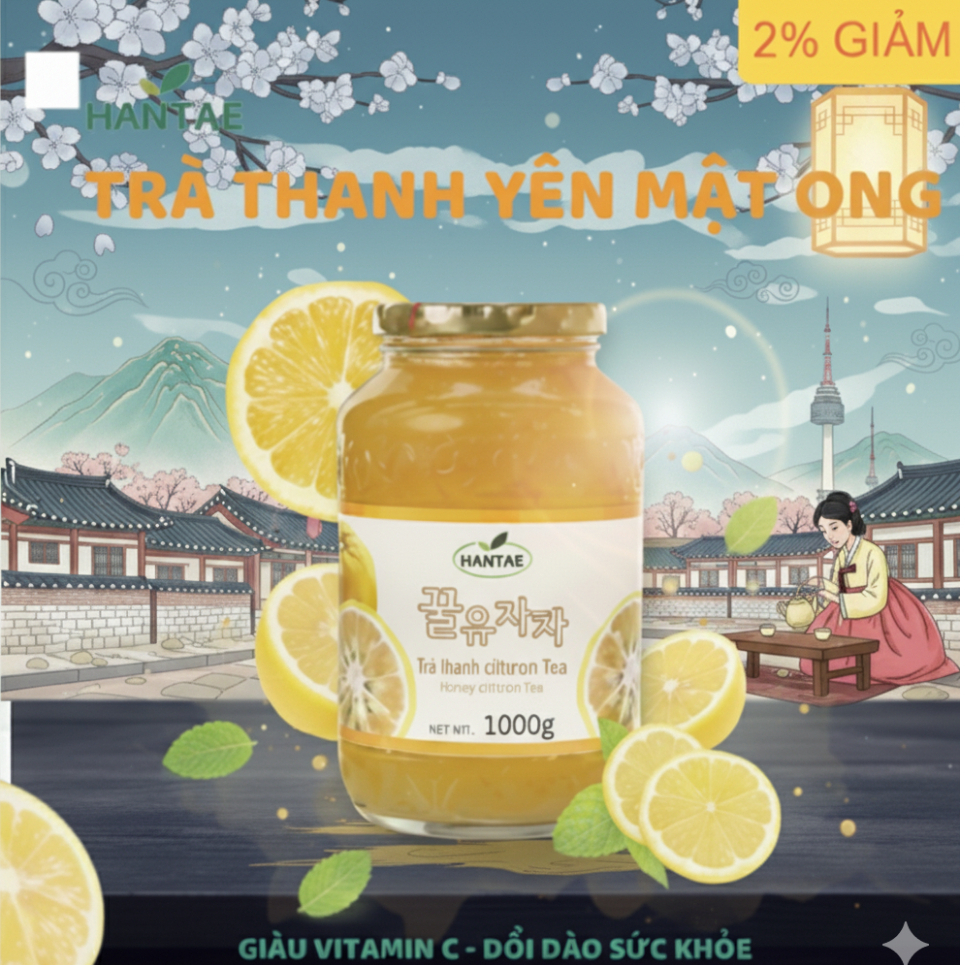 Trà Thanh Yên Mật Ong Hantae ( 1kg x 12 lọ/ thùng)