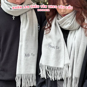 Khăn Len Dạ Lông Cừu Cao Cấp Thêu Tên Theo Yêu Cầu Khăn Choàng Cổ Quà Tặng Bạn Trai Bạn Gái Rosaria