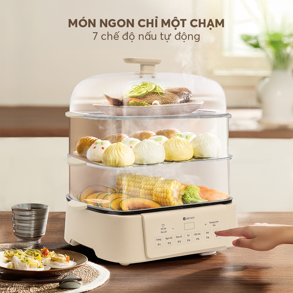 Nồi Lẩu Hấp Điện 3 Tầng Elmich STE-0299 / STE-0300 | 4.5L + 12L | 1700W | Chính Hãng Elmich