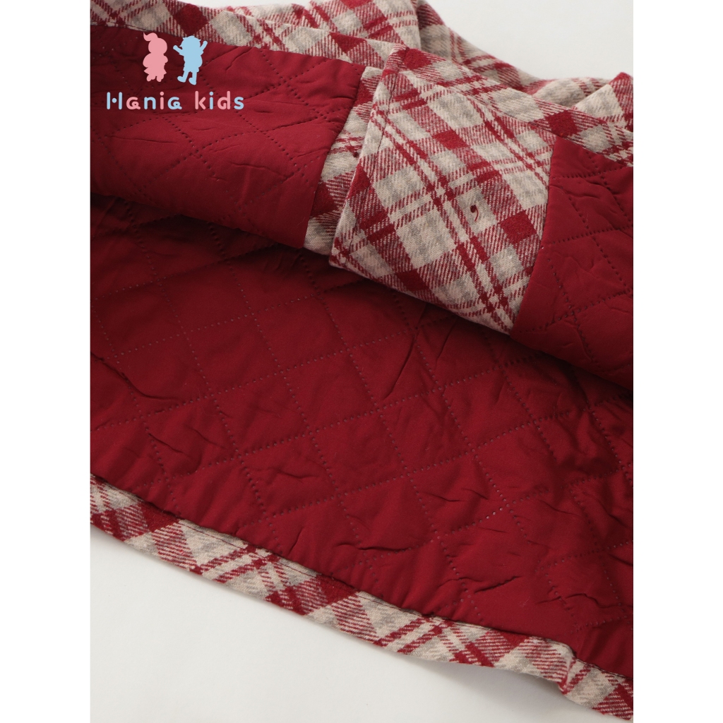 Set Đồ Bộ Bé Gái Hania Kids Áo Choàng Phối Chân Váy Xòe Họa Tiết Kẻ Caro Đỏ Tiểu Thư Dễ Thương