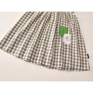 Váy Bé Gái Caro Cổ Bèo Thêu Thỏ Dễ Thương, Chất Cotton Thoáng Mát Mùa Hè