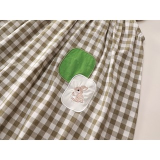 Váy Bé Gái Caro Cổ Bèo Thêu Thỏ Dễ Thương, Chất Cotton Thoáng Mát Mùa Hè