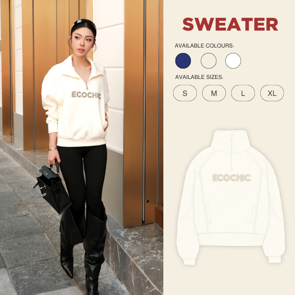 Áo Sweater Nỉ ECOCHIC HALFZIP SWEATSHIRT VERSION 1 + 2 Chất Liệu Cao Cấp  Nam Nữ Unisex B088 B188
