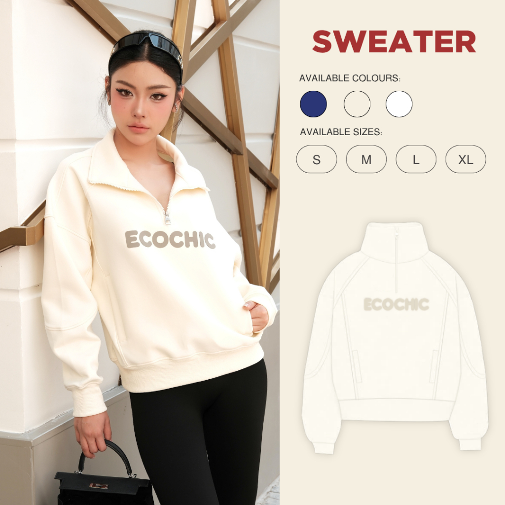Áo Sweater Nỉ ECOCHIC HALFZIP SWEATSHIRT VERSION 1 + 2 Chất Liệu Cao Cấp  Nam Nữ Unisex B088 B188