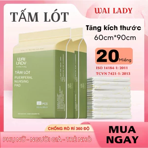 Tấm Lót WAI LADY (20 miếng) thoáng khí, thấm hút tốt, chống tràn, chống thấm ngược, dùng một lần.