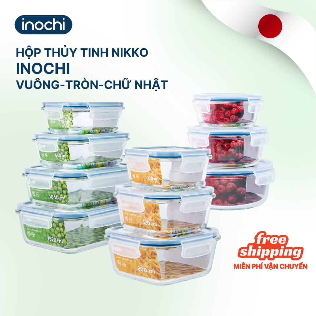 Hộp thủy tinh trữ đông Nikko Inochi đựng thực phẩm, bảo quản thực phẩm tươi ngon, an toàn
