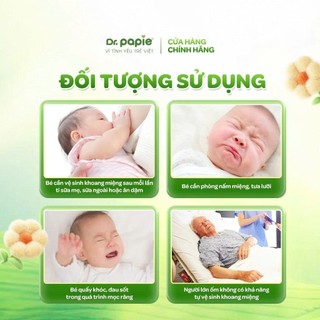 Gạc Rơ Lưỡi Dr.Papie Tiêu Chuẩn 5SAO, Làm Sạch Răng, Lưỡi, Nướu và Khoang Miệng Cho Bé