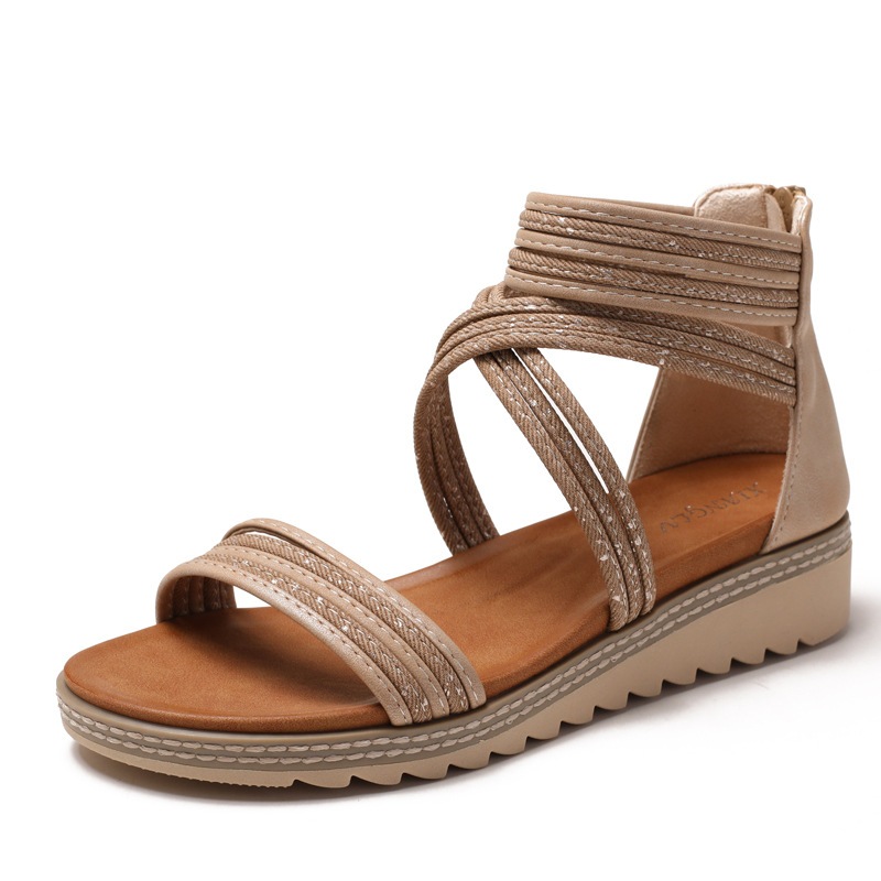 Giày sandal chiến binh nữ boho dây ngang basic sang trọng, giày sandal nữ