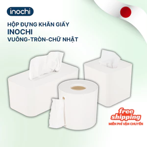 Hộp khăn giấy nhựa cao cấp Inochi Sano CHỮ NHẬT/TRÒN/VUÔNG, có nắp chắc chắn phù hợp cho gia đình, để ô tô, bàn làm việc
