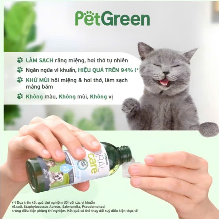 Khử Mùi Răng Miệng Thú Cưng PetGreen Oral Care 100ml - Sạch Răng, Thơm Miệng Từ Bên Trong
