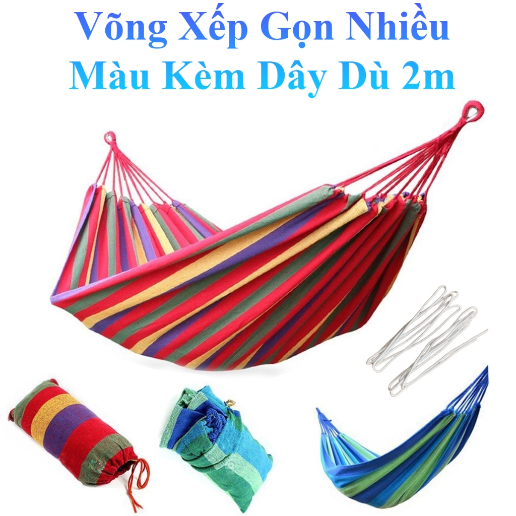 Võng Xếp Gọn Nhiều Màu Tiện Dụng Khi Đi Du Lịch Cắm Trại Bền Đẹp Kèm Dây Dù 2M