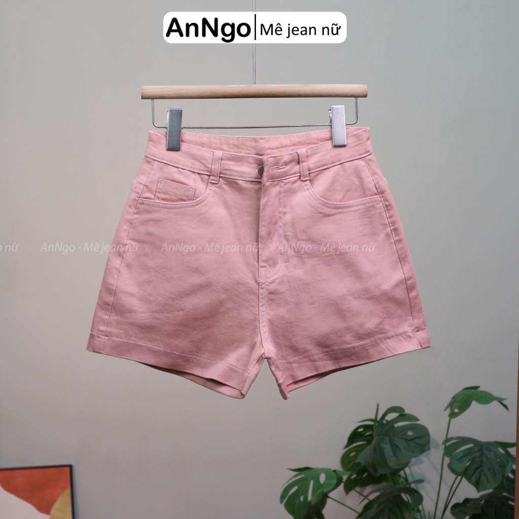 (Có big size) Quần short jean nữ co giãn, form trơn lưng cao dễ phối đồ Anngo - AT428