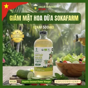 [10.10] Giấm Mật Hoa Dừa Hữu Cơ SOKFARM | Có Giấm Mẹ | Thay Thế Giấm Táo (ACV) | Detox, Giảm Cân (Chai 500ml)