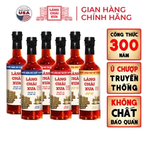 Thùng 6 chai thuỷ tinh 500ml 2 XANH 2 ĐỎ 2 VÀNG Nước mắm nhỉ Làng Chài Xưa