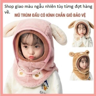 Mũ Len Lông Cừu Hạn Chế Gió Bụi Kèm Kính Bảo Vệ Đầu Thời Trang Chắc Chắn Ấm Áp