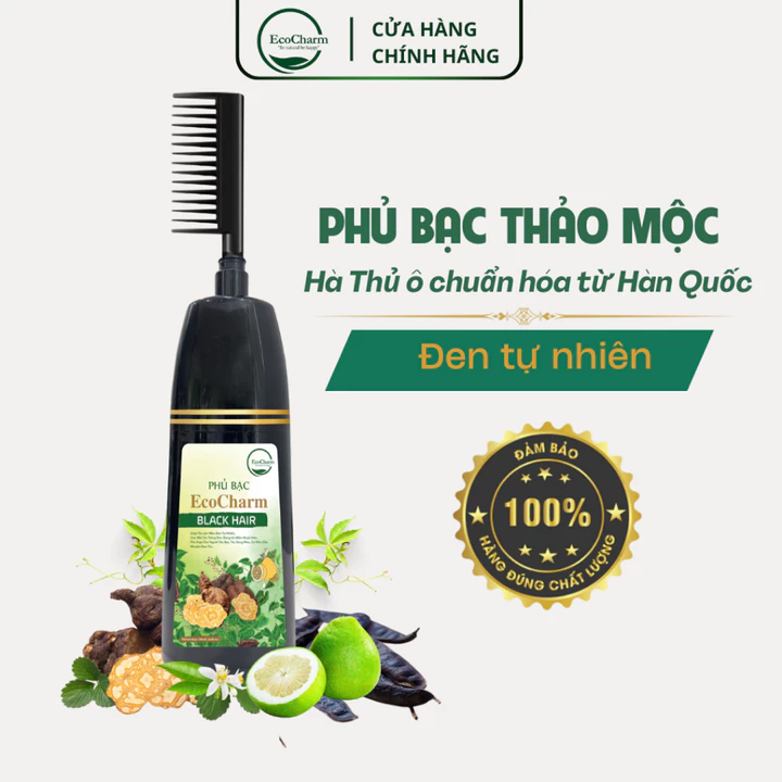 Phủ bạc Hà thủ ô làm đen tóc tự nhiên tại nhà chỉ 9 phút Ecocharm 190ml