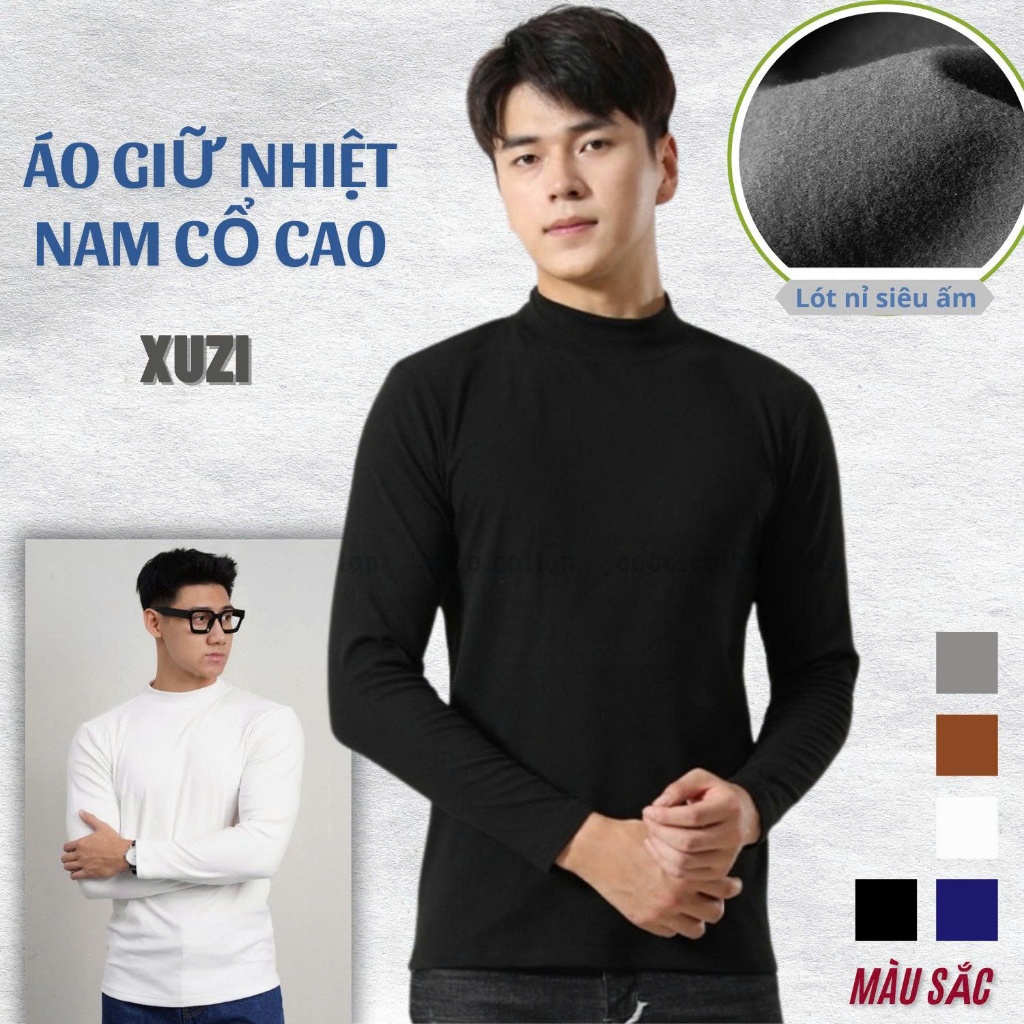 Áo giữ nhiệt nam cổ cao 3 phân lót nỉ dài tay , áo thun thu đông dài tay vải co dãn 4 chiều mặc siêu ấm mới nhất  2025.