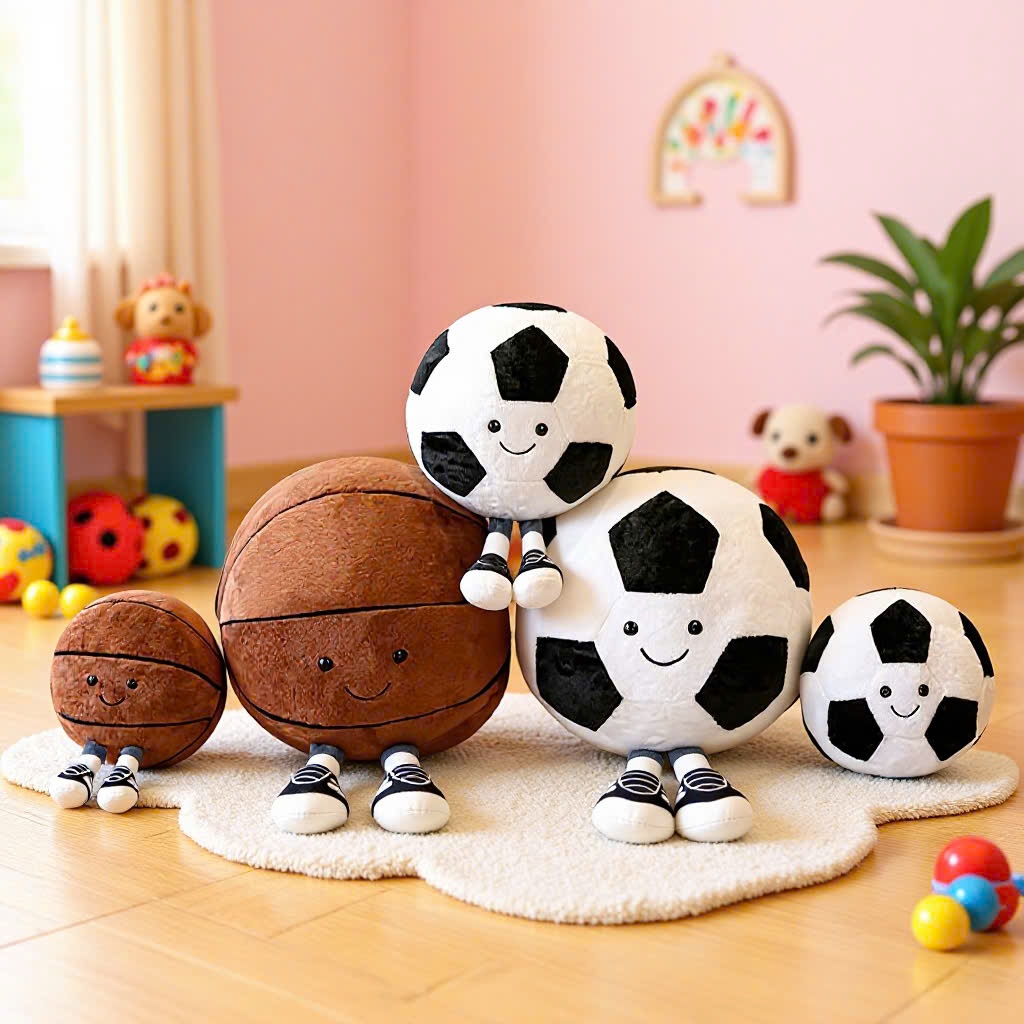 Gấu bóng đá, bóng chuyền, bóng rổ lồng mềm mịn 35cm, Quà tặng sinh nhật dễ thương, Thú bông cao cấp