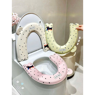 Đệm lót bồn cầu giữ ấm chống thấm in hoạ tiết chấm bi mèo dễ thương 🌸🌸🌸