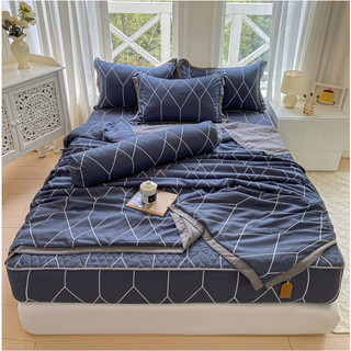 Bộ ga gối cotton đũi 5 món ga trần hoa, set 5 món đũi chăn hè ga trần bông hàng mềm mịn nhập khẩu cao cấp
