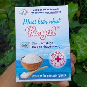 Muối biển nhạt Royal, muối biển Nam Định giảm natri giúp hỗ trợ tim mạch huyết áp & sức khỏe lâu dài