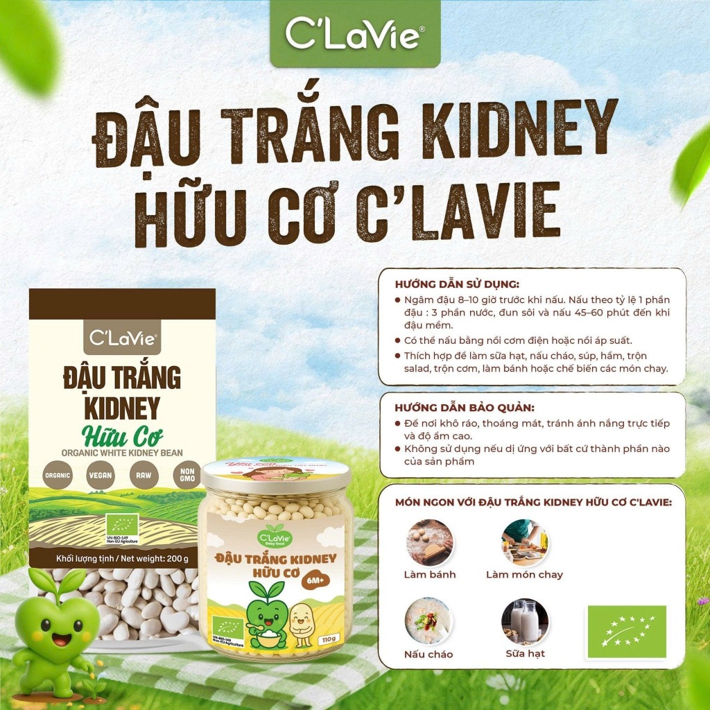 Đậu trắng kidney hữu cơ C'LaVie