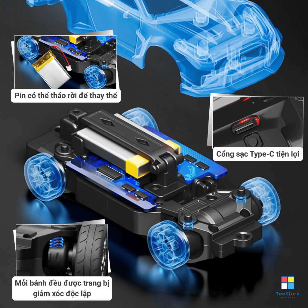 [RC Drift] Xe điều khiển từ xa dirft Porsche 911 & Nissan GTR tỉ lệ 1:43 - Gyro, Điều Tốc, Servo.