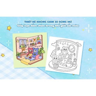 Sách tô màu Secret Corner Baby Three Coloring Sách Tô Màu Thư Giãn Babythree dễ thương Cho Bé