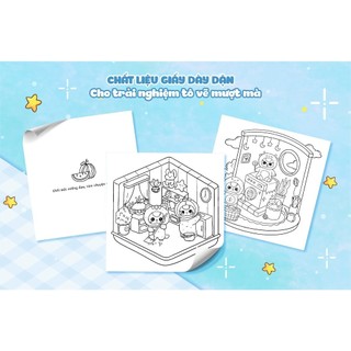 Sách tô màu Secret Corner Baby Three Coloring Sách Tô Màu Thư Giãn Babythree dễ thương Cho Bé