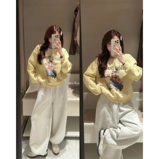 Áo Nỉ Nữ Sweter Chui Đầu Họa Tiết Cute Form Rộng QCCC Cao Cấp