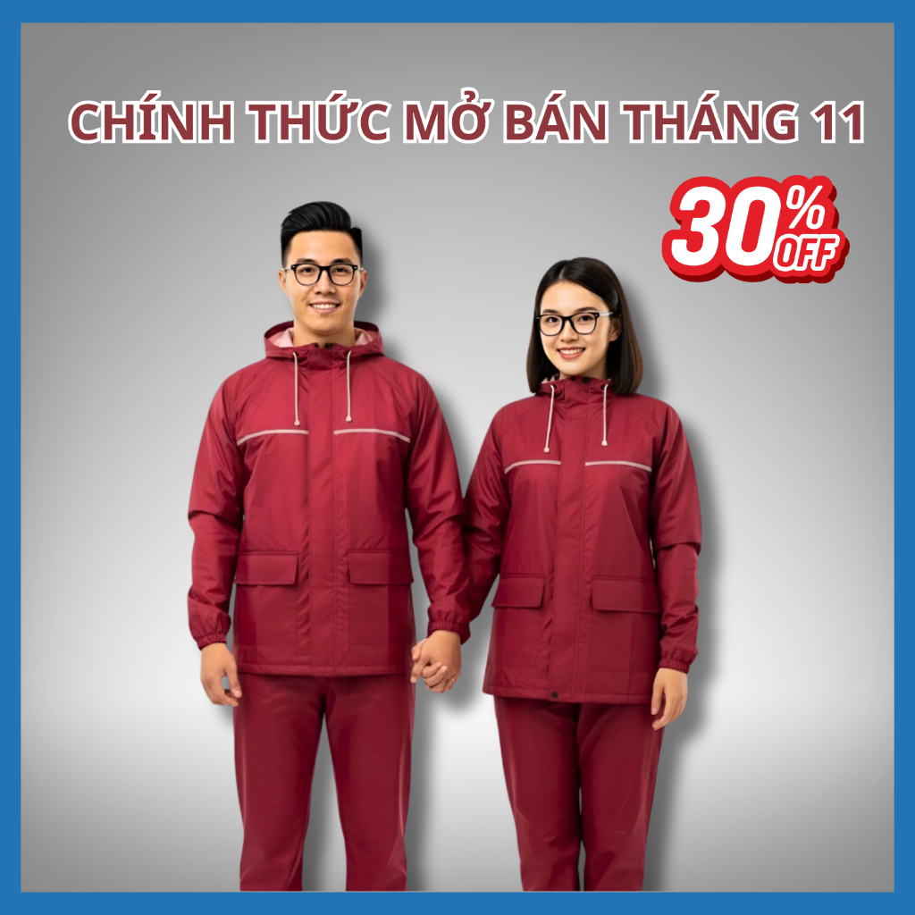 Áo Mưa Bộ Phản Quang Trước Và Sau (Vải Tổ Ong - Cao Cấp) Siêu Nhẹ, Chắn Gió Lạnh, Chống Thấm Cực Tốt