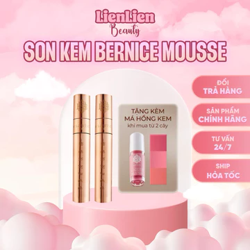 [ Tặng má hồng kem ] Son Kem Bernice Phiên Bản Mới Nhất 2025- Chất Son Siêu Mịn Lì - Vỏ mới 2 đầu cọ son New Mouse