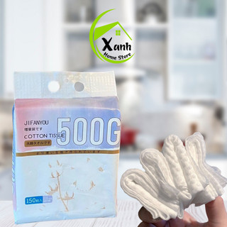 Khăn Mặt Khô Đa Năng Cotton An Toàn Túi 500Gram GD120 - Khăn Khô Cotton 20x20cm Có Quai Treo Phòng Tắm