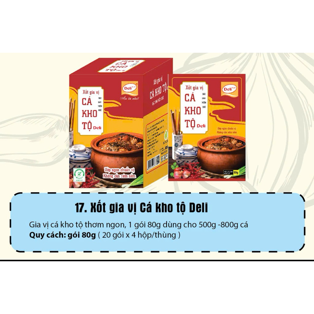 Combo Gia Vị Cá Kho Tộ Deli Foods 80g – Nêm Sẵn Tiện Lợi, Thơm Ngon Chuẩn Vị Truyền Thống