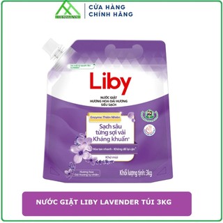 Nước giặt LIBY Hương Lavender túi 3kg, sạch sâu, giữ màu sợi vải