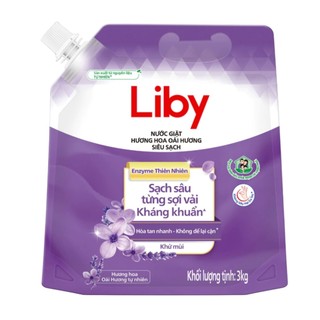Nước giặt LIBY Hương Lavender túi 3kg, sạch sâu, giữ màu sợi vải