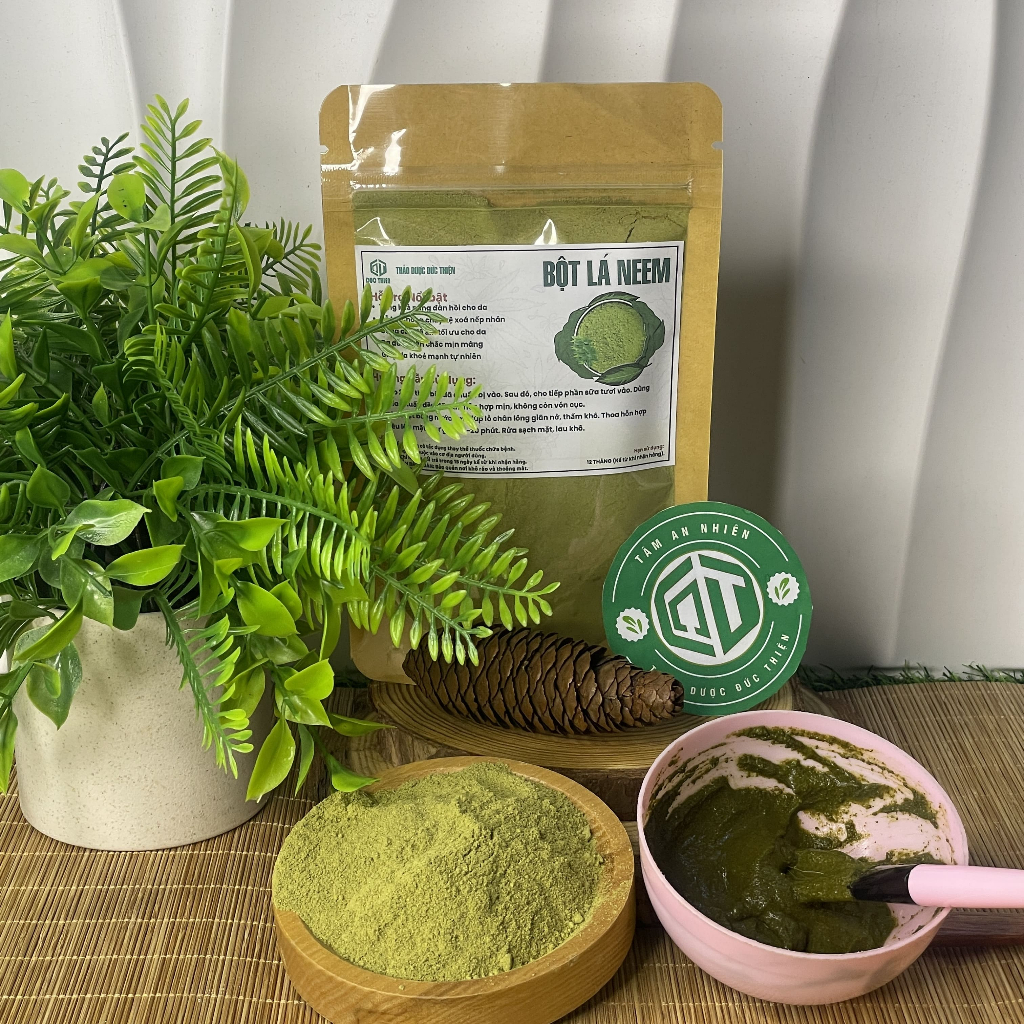 Bột Lá Neem Đức Thiện (Mịn, Sạch, Thơm) - Giảm Mun, Dưỡng Trắng Da, Đẹp Da, Chống Lão Hoá, Mờ Thâm