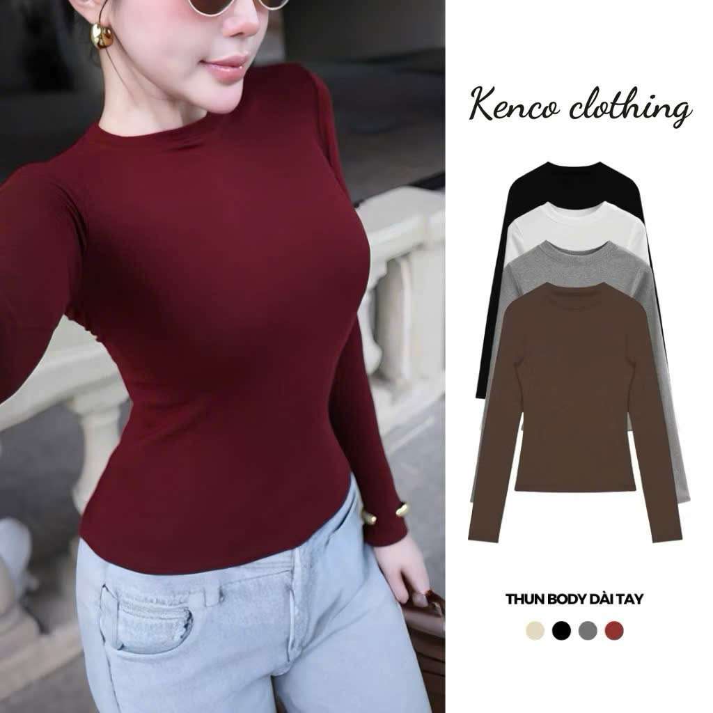 Áo Thun Nữ Dài Tay Cổ Tròn Siêu Co Giãn Mềm Mịn Chất Cotton Nhuyễn Mịn Dày Dặn M2888