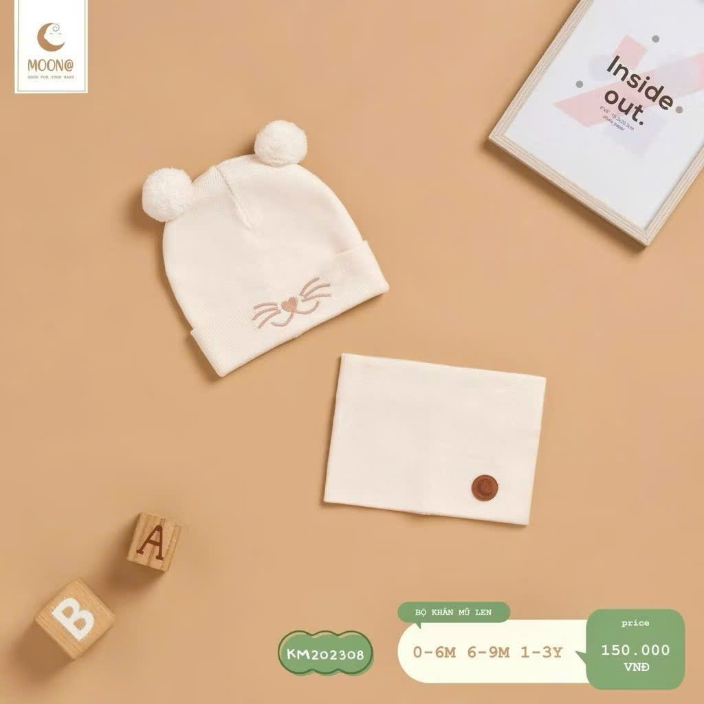 (0-3Y, 3-13kg) Set Khăn Mũ Len Cho Bé MOON KM202308