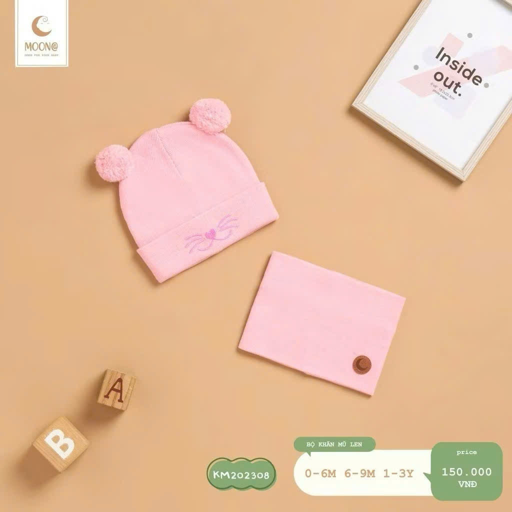 (0-3Y, 3-13kg) Set Khăn Mũ Len Cho Bé MOON KM202308