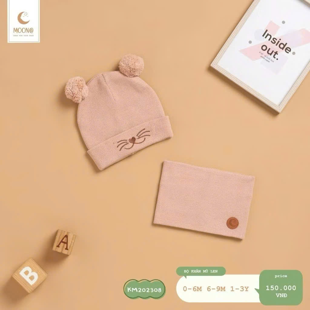 (0-3Y, 3-13kg) Set Khăn Mũ Len Cho Bé MOON KM202308