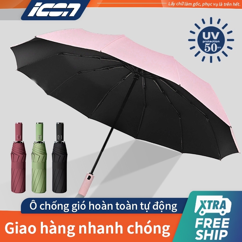 ICON Ô dù che mưa nắng cầm tay tự động 2 chiều đóng mở，Ô dù che nắng mini UPF50+