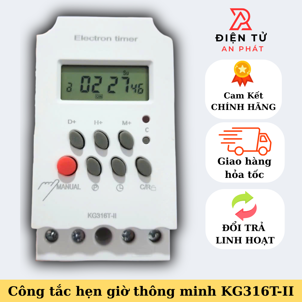 Công tắc hẹn giờ KG316 T-II/ 25A /220V chuẩn công nghiệp có khóa phím, timer hẹn giờ