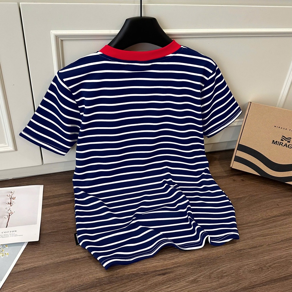 Áo Thun Mirage Cổ Viền Đỏ Sọc Xanh Đen Bắt Mắt Local Brand Chất Cotton Mềm Mịn.
