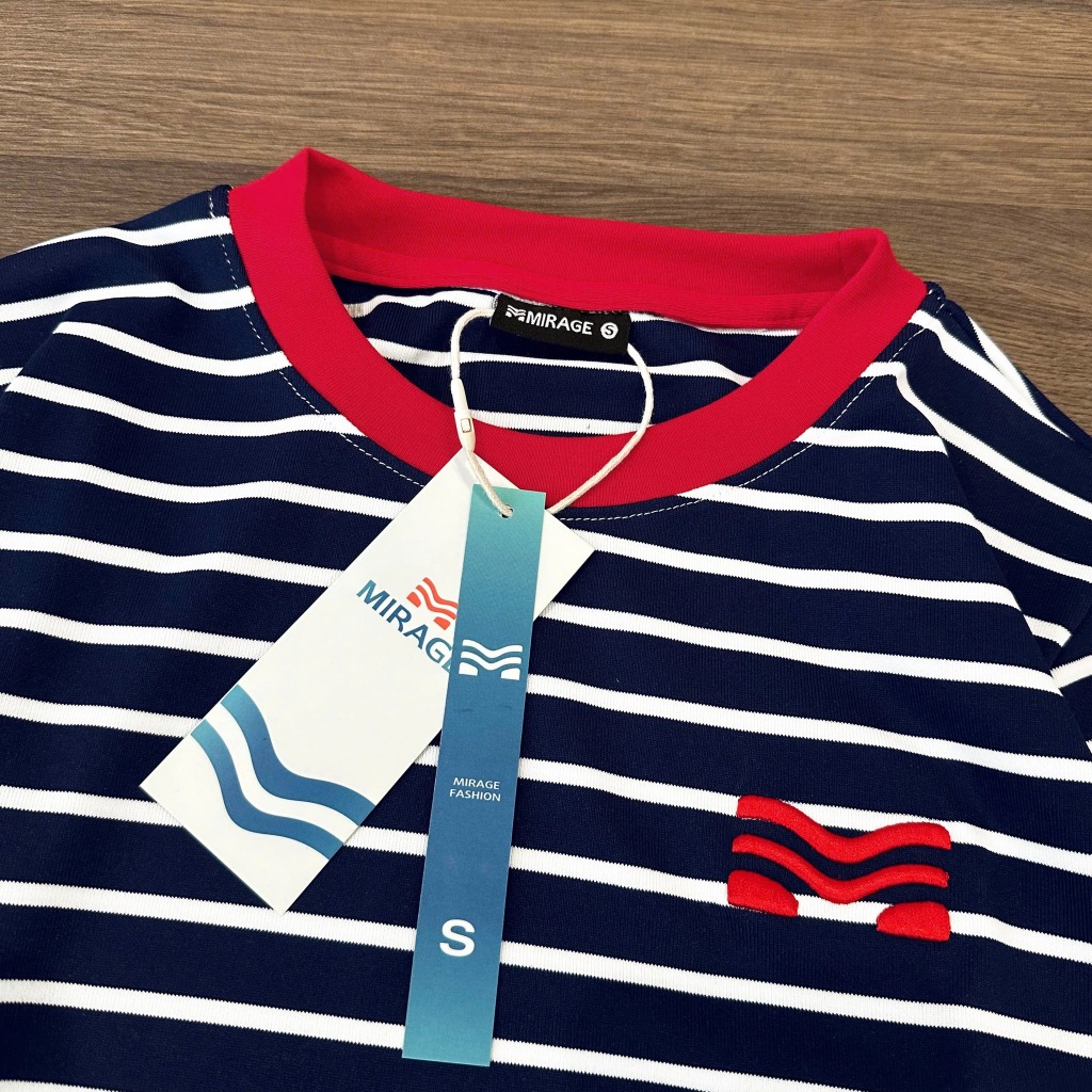Áo Thun Mirage Cổ Viền Đỏ Sọc Xanh Đen Bắt Mắt Local Brand Chất Cotton Mềm Mịn.